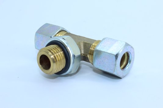 Tee macho central c/ contra porca 10mm x m16