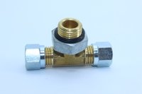 Tee macho central com porca 8mm x m16